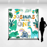 Lofaris Custom Name Dinosaur Monstera 1st Birthday Backdrop